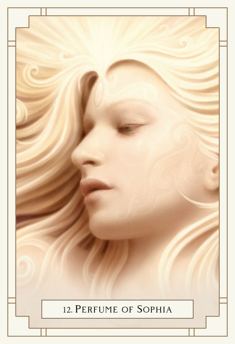 Statue of a woman's face with long hair, labeled '12. Perfume of Sophia'.