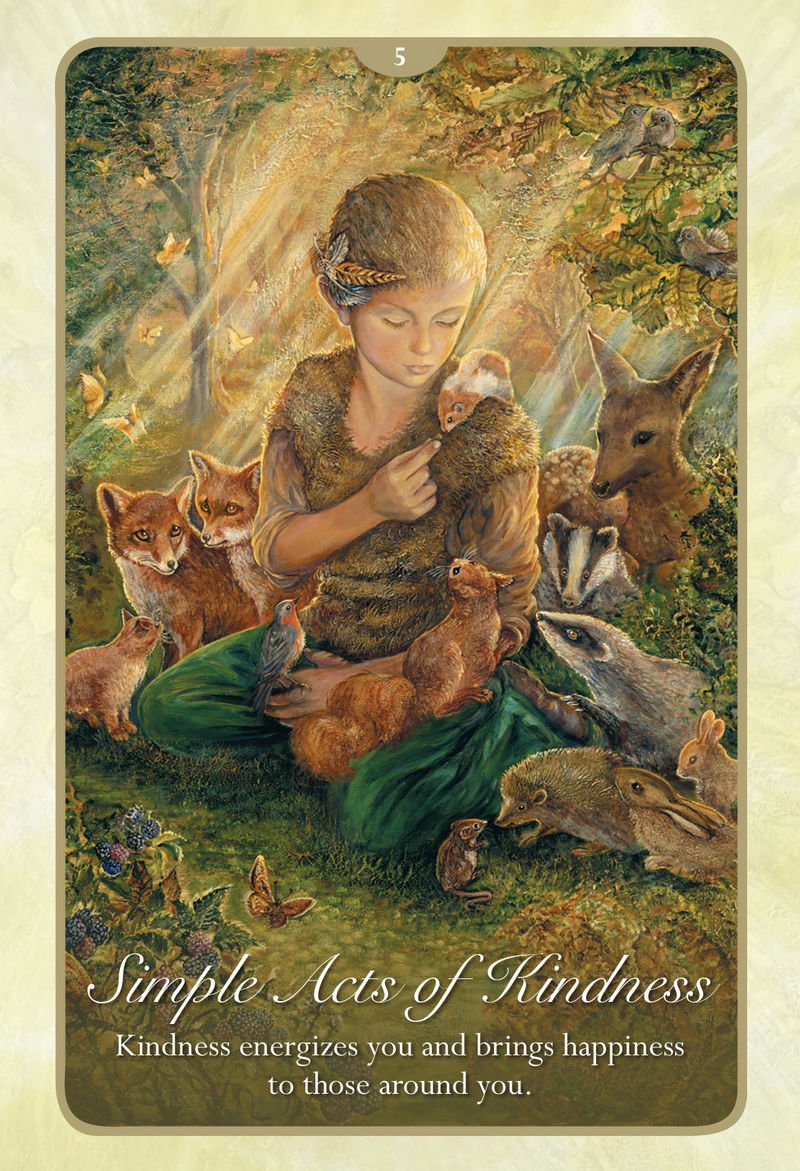 Poster of a girl surrounded by animals with a quote about kindness.