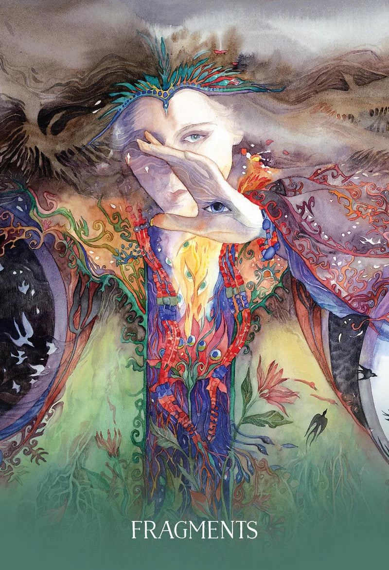 Colorful artwork with a woman's face and 'FRAGMENTS' text