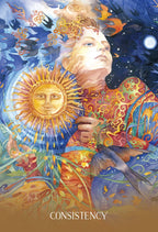Colorful illustration of a figure holding a sun symbol with celestial elements and the word 'Consistency' at the bottom.