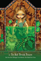 Illustration of a girl with a cat in a steampunk-themed frame with text 'Do Not Drink Poison'.