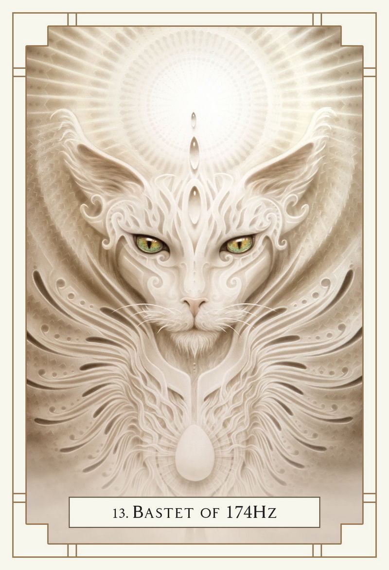 Decorative illustration of a cat's face with intricate patterns and text '13. Bastet of 174Hz' at the bottom.