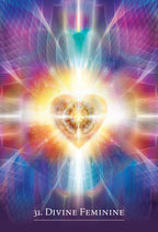 Colorful abstract design with a heart symbol and '31. Divine Feminine' text on a dark background