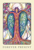 Colorful artwork of a winged figure with 'Forever Present' text