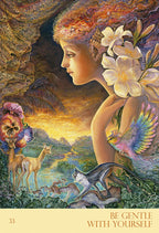 Artistic depiction of a woman with nature elements and text 'Be Gentle With Yourself' at the bottom.
