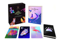 Set of 'Cosmic Creatures' cards and book with colorful illustrations on a white background