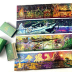Collection of colorful illustrated boxes on a white background