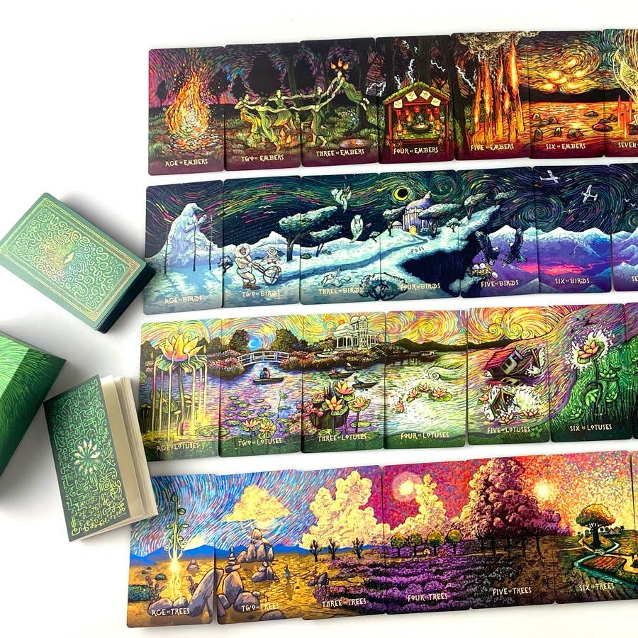 Collection of colorful illustrated boxes on a white background