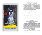 Tarot card titled 'The High Priestess' with descriptive text on a white background
