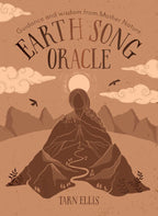 Book cover of 'Earth Song Oracle' with a silhouette of a person in nature, mountains, and clouds.