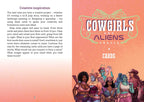 Book page with 'Cowgirls and Aliens Oracle Cards' on a pink background