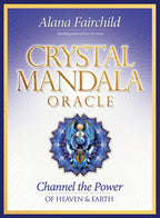Book cover of 'Crystal Mandala Oracle' by Alana Fairchild with a mandala design on a blue and purple background.