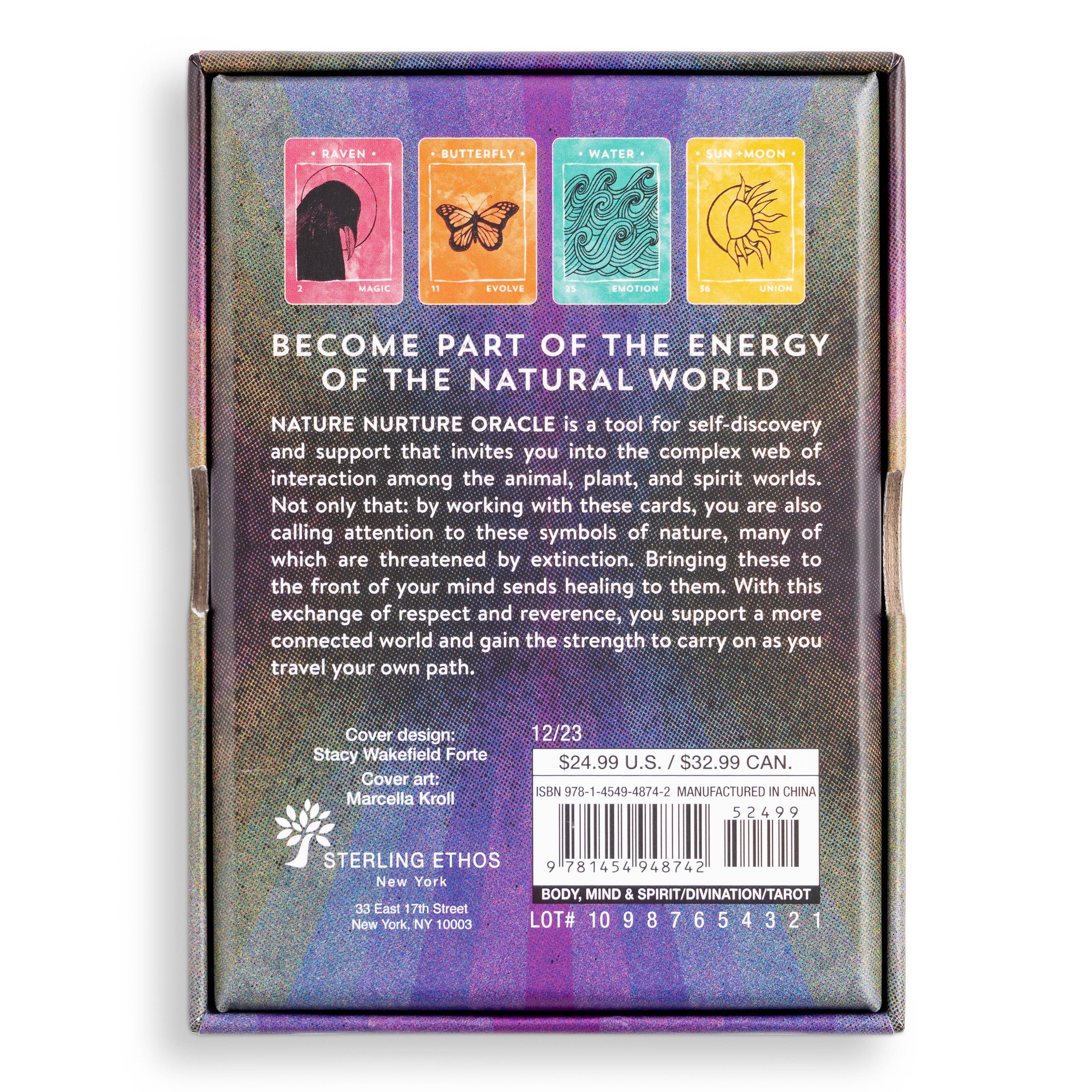 Back of a card game packaging with colorful cards and text on a white background
