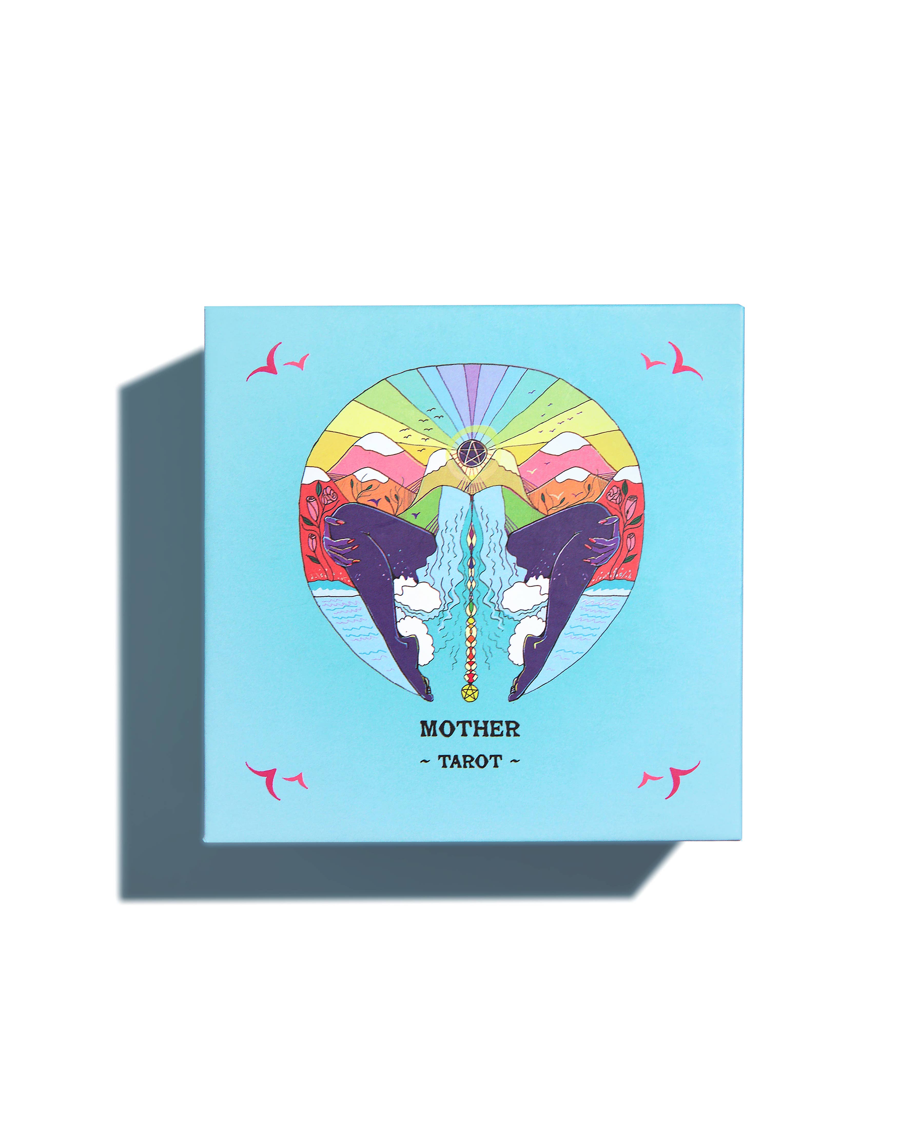 Card with colorful design and 'Mother Tarot' text on a blue background