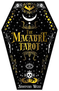 Coffin-shaped packaging for 'The Macabre Tarot' by Samantha West with gothic design elements.