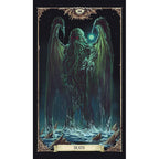 Tarot card featuring an angelic figure with wings spread, labeled 'Death', on a dark background.