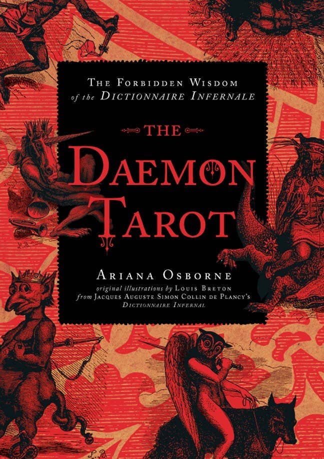 Book cover of 'The Daemon Tarot' with red and black design