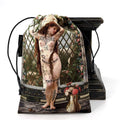Drawstring bag with a tattooed woman design on a white background