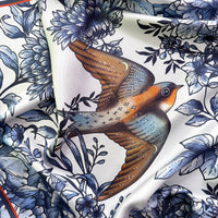 Skinny Silk Scarf / Tarot Tie - Swallow & Bloom