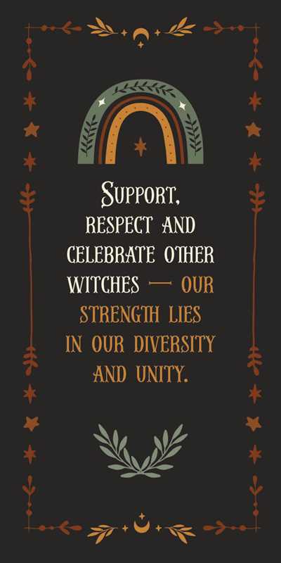 Decorative design with rainbow, text, and symbols on a dark background