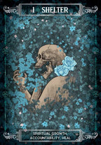Artistic depiction of a skull with flowers on a dark floral background, featuring text about spiritual growth and accountability.