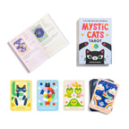 Mystic Cats Tarot card set with cards and guidebook on a white background