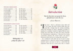 Book page with text and rose illustrations on a beige background