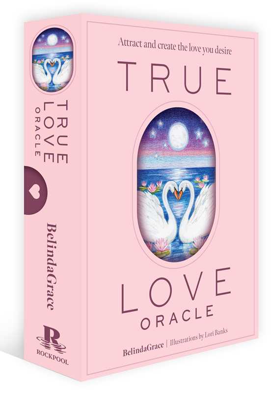 True Love Oracle card set packaging with swan design on pink background