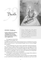 Page from a book or magazine featuring an illustration of Thoth and text about him.