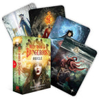Set of tarot cards titled 'Deep, Dark & Dangerous Oracle' by Stacey Demarco with colorful illustrations on a white background.