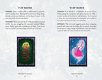 Two tarot card illustrations with descriptions on a textured white background