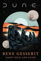 Book cover of 'Dune' featuring desert landscape with mountains and moons.