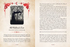 A printed page from a book or booklet titled 'All Hallou's Eve' with decorative red and black border elements, small red illustrations, and columns of text on a white page.