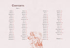 Table of contents with illustrations on a light background
