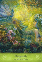 Artistic depiction of a woman interacting with a dragonfly in a forest setting, with 'Dragonfly' and 'Live Life to the Fullest' text at the bottom.
