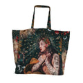 Tote bag with a design of a tattooed woman on a white background