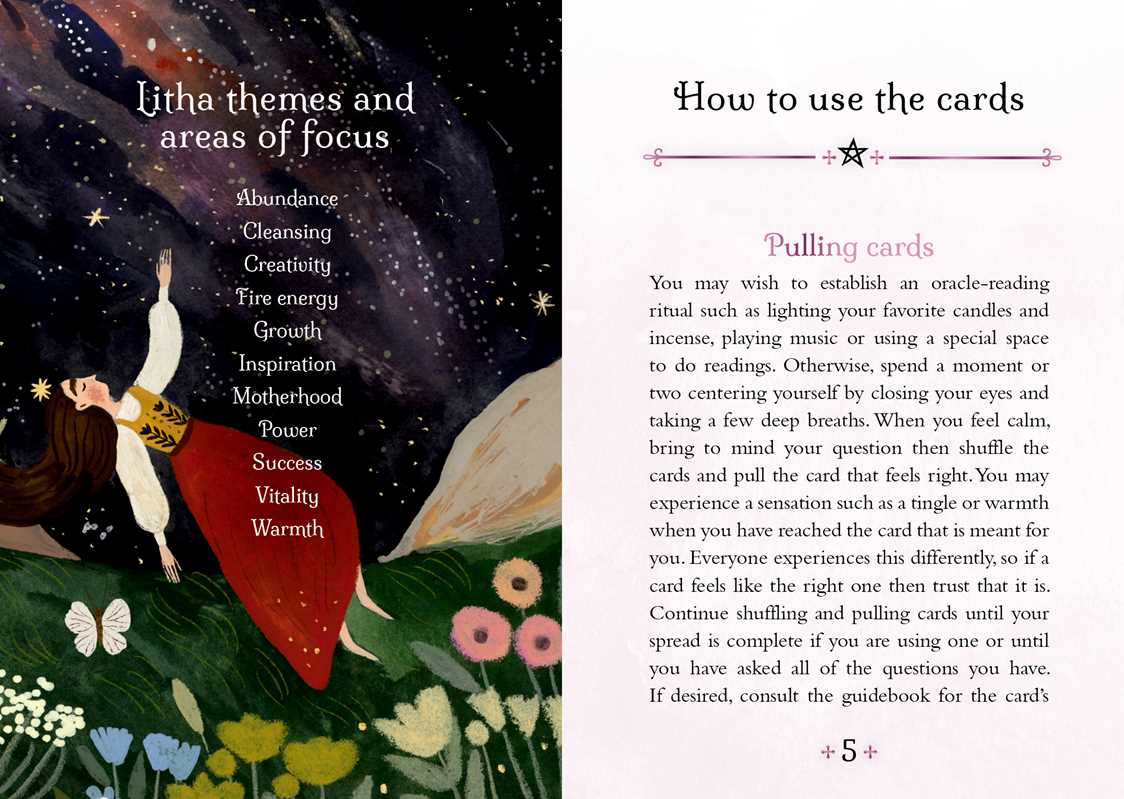 Oralook Lilita Oracle Cards with illustrations and text on using the cards.