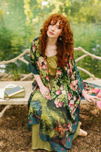 The Daydreamer Goddess Duster Kimono w/ Roses & Rabbits