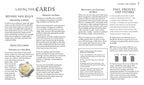 Instructions for using tarot cards with a cup of tea on a white background