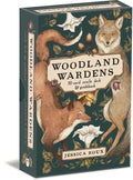 Woodland Wardens oracle deck packaging with fox illustrations on a dark green background