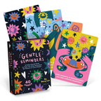 Colorful card deck with 'Gentle Reminders' packaging on a white background
