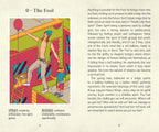 Illustration of a young man and child on a ledge with text about the Fool card from a tarot deck.