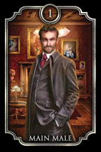 Man in a suit with a decorative frame and 'Main Male' text