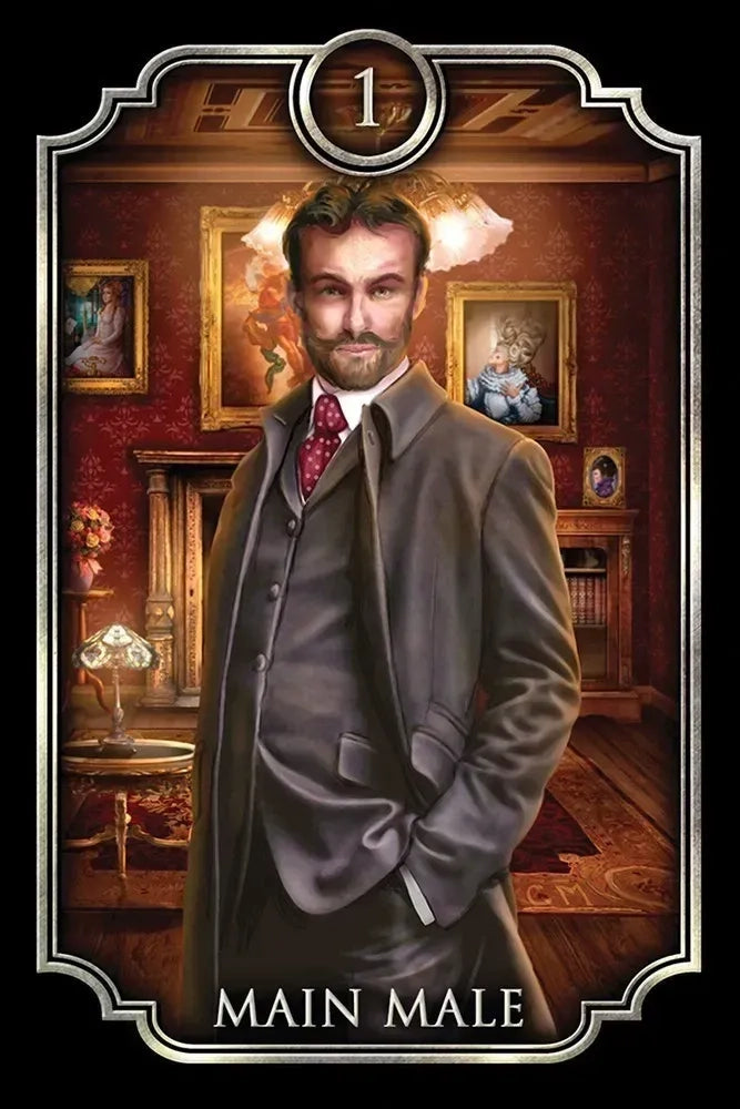 Man in a suit with a decorative frame and 'Main Male' text