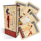 Egyptian Star Oracle cards by Travis McHenry with illustrations of ancient Egyptian figures and symbols.