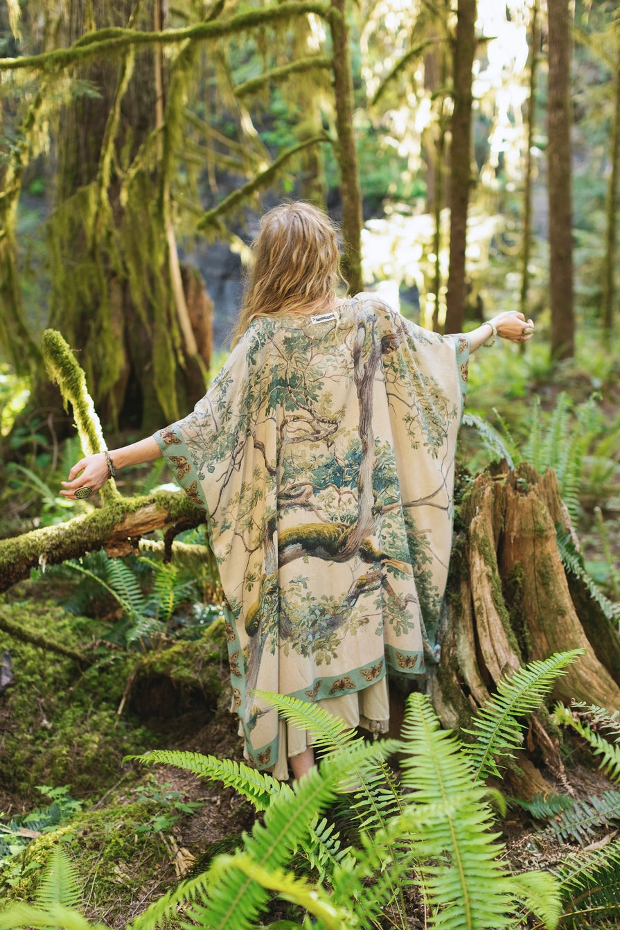 Earth & Sky Bohemian Goddess Starduster Kimono W/Trees
