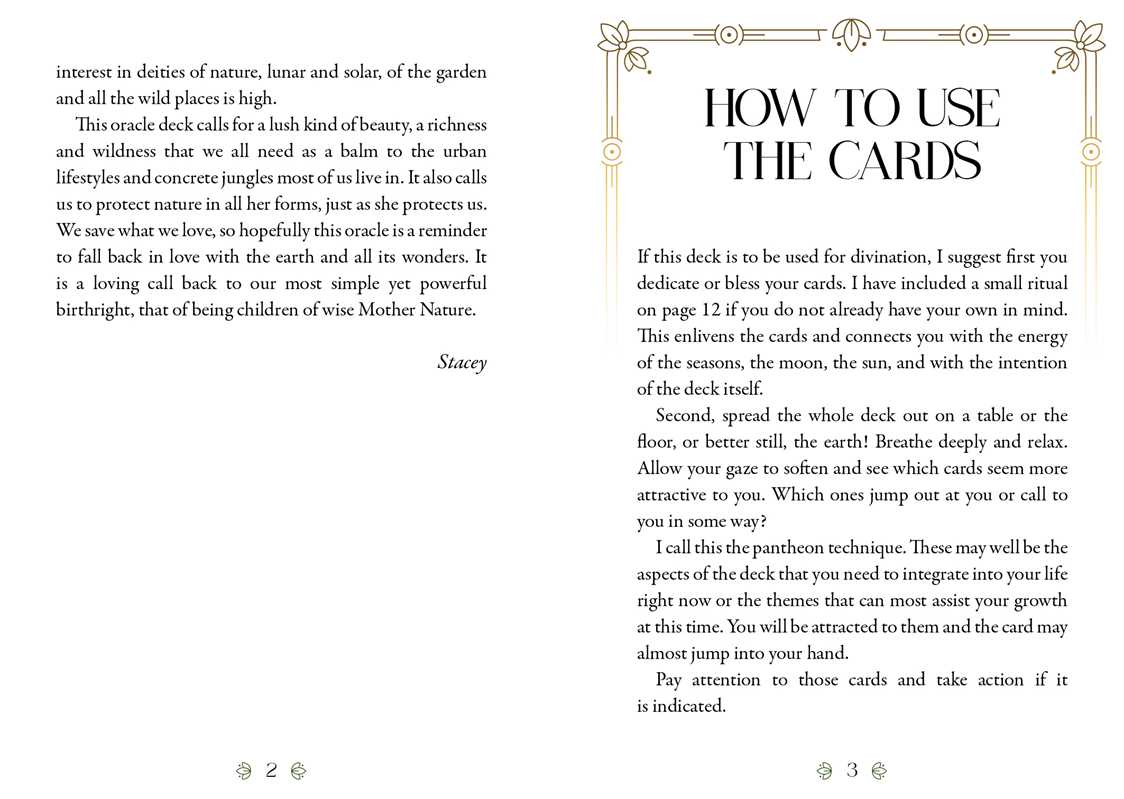 Instructions on how to use oracle cards with text and decorative elements.