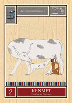 Card from a game or collection featuring an illustration of a cow and calf with text and symbols above.