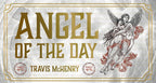 Book cover of 'Angel of the Day' by Travis McHenry with an angel illustration on a textured background.