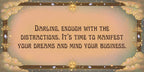 Decorative frame with motivational quote on a beige background